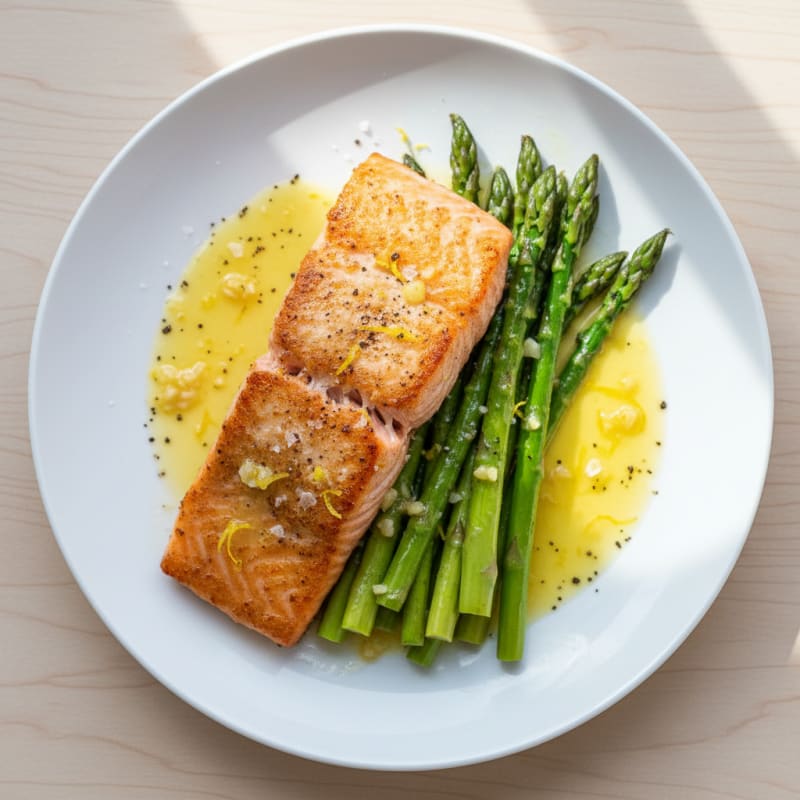 Golden Pan-Seared Salmon with Asparagus