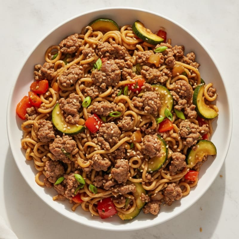 Savory Ground Beef and Noodle Skillet