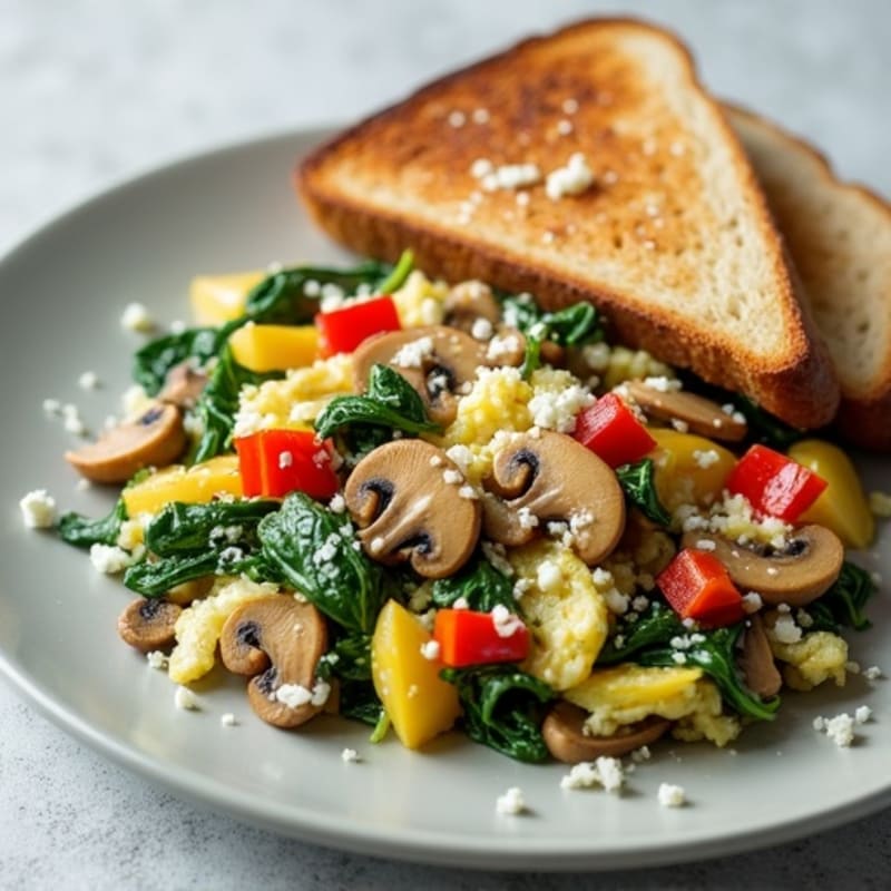Egg White Veggie Scramble with Spinach and Mushrooms