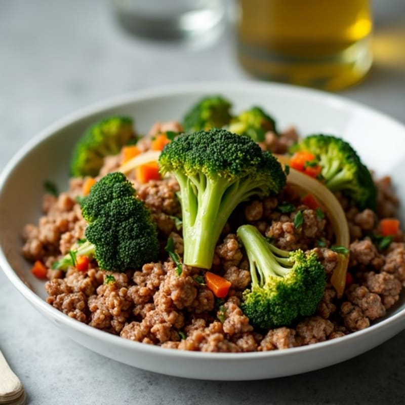 Savory Ground Beef and Pork Skillet with Roasted Broccoli