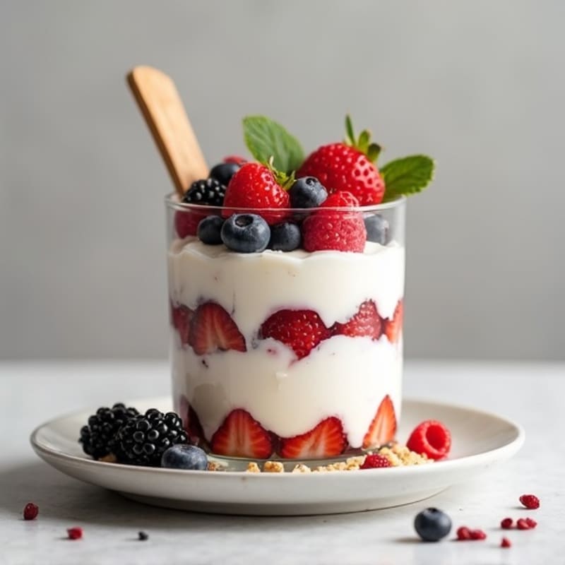 Greek Yogurt Protein Parfait with Mixed Berries and Almond Butter