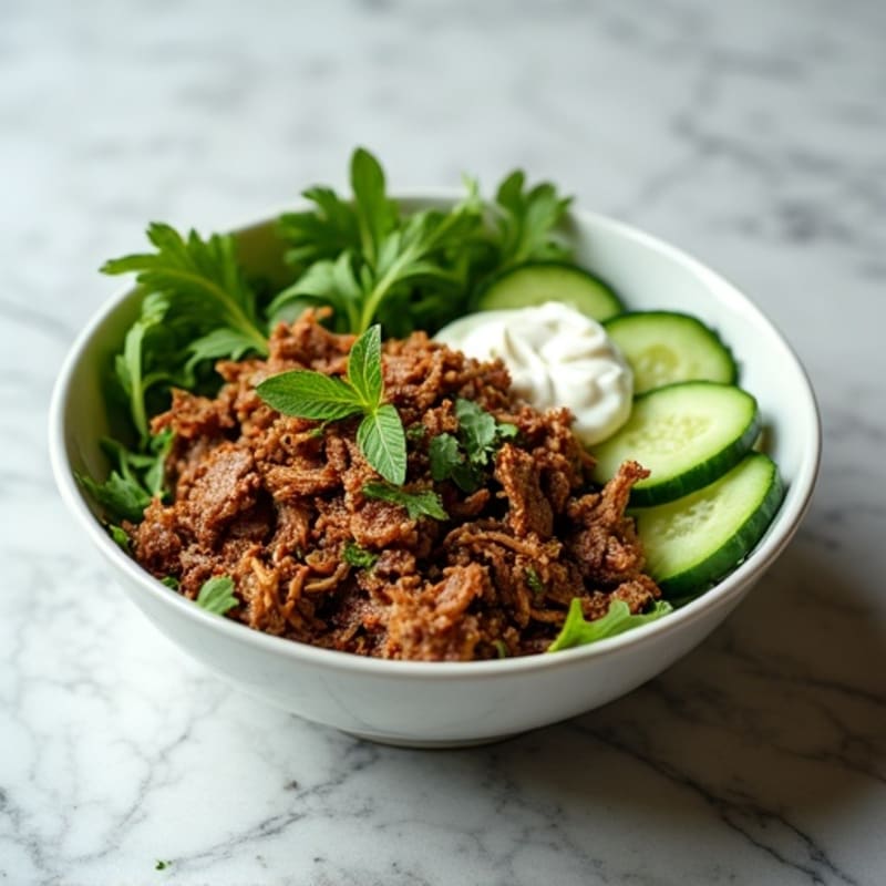 Crispy Shredded Lamb Bowl with Mint-Yogurt Sauce