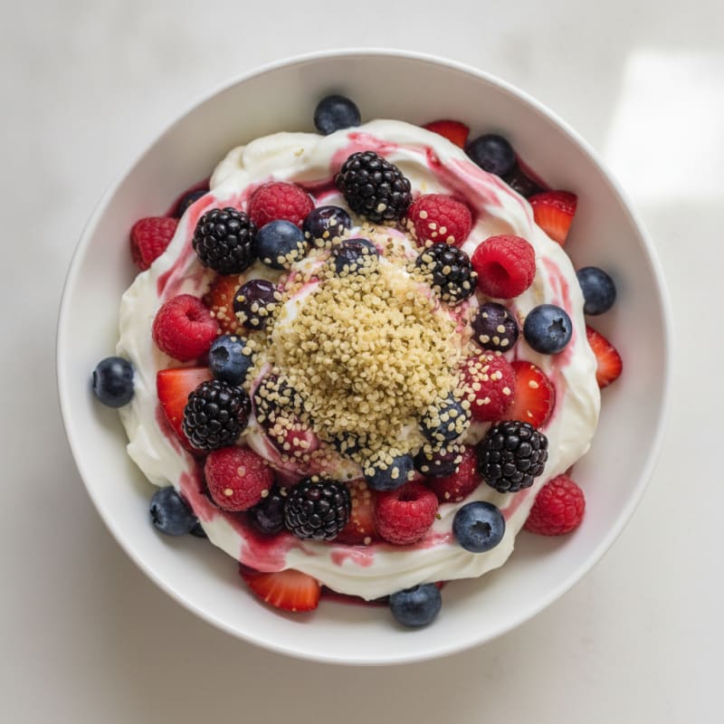 Greek Yogurt Parfait with Mixed Berries and Protein Powder