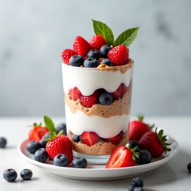 Greek Yogurt Protein Parfait with Berries and Almond Butter