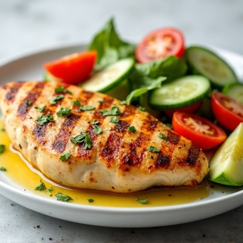 Grilled Chicken with Fresh Cucumber Tomato Salad