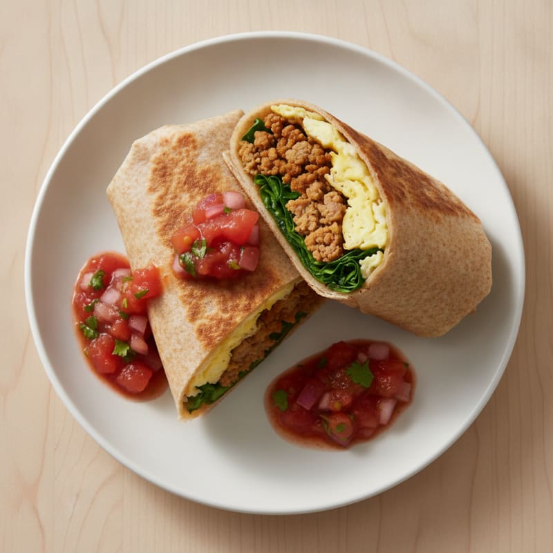 Ground Turkey Breakfast Burrito with Salsa