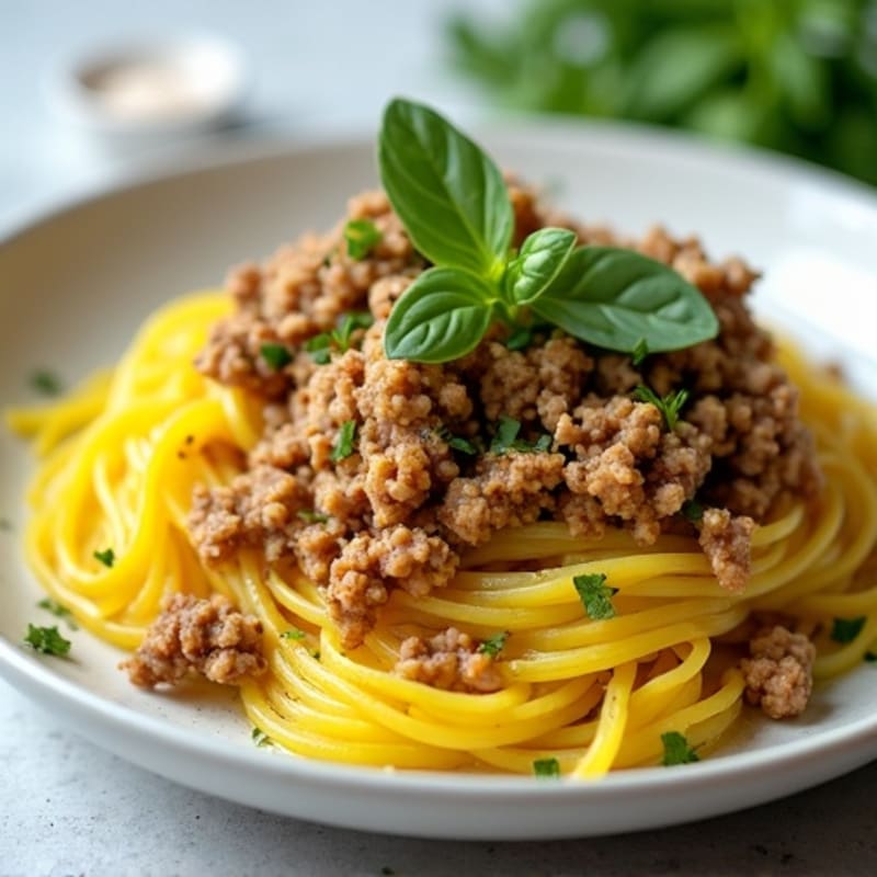 Roasted Spaghetti Squash with Lean Ground Turkey and Fresh Herbs