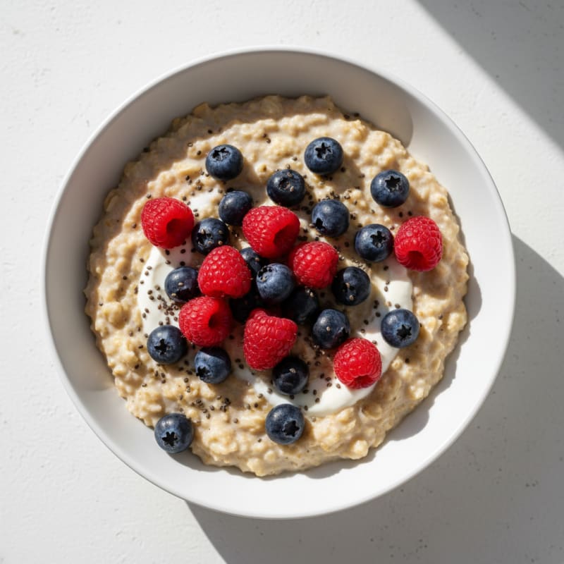 Creamy Vanilla Protein Oats with Berries