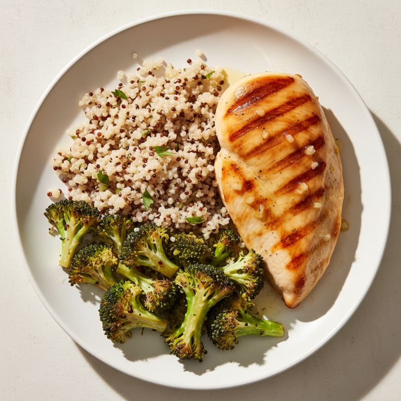 Grilled Chicken Breast with Roasted Broccoli and Quinoa
