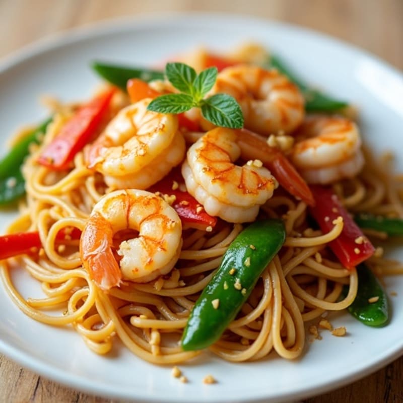 Vibrant Shrimp Peanut Lime Noodle Stir-Fry