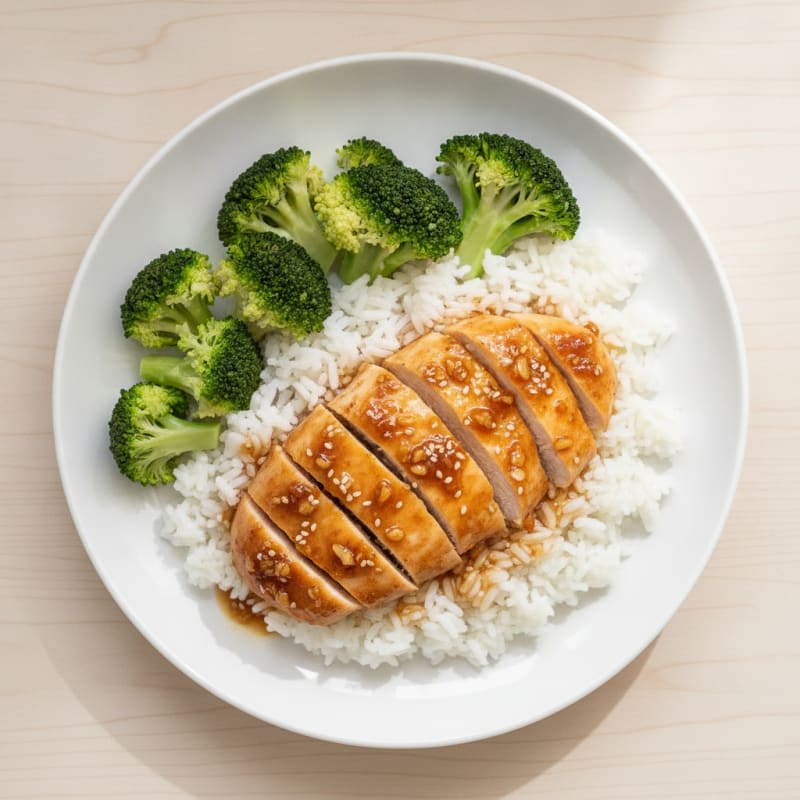 Honey-Garlic Chicken and Broccoli Rice