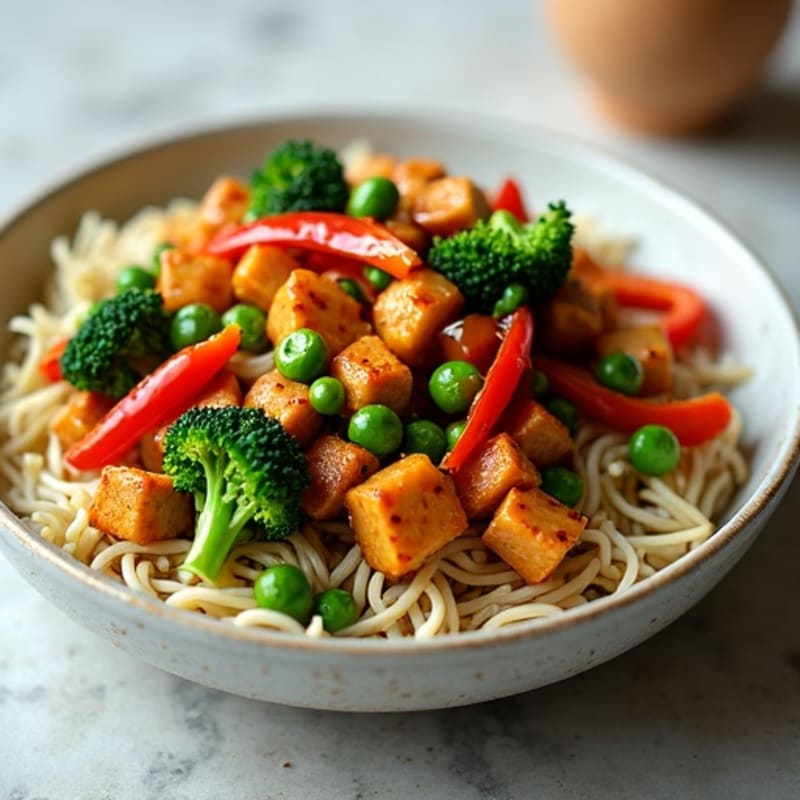 Sweet-Sticky Maple Glazed Tempeh with Asian Vegetables