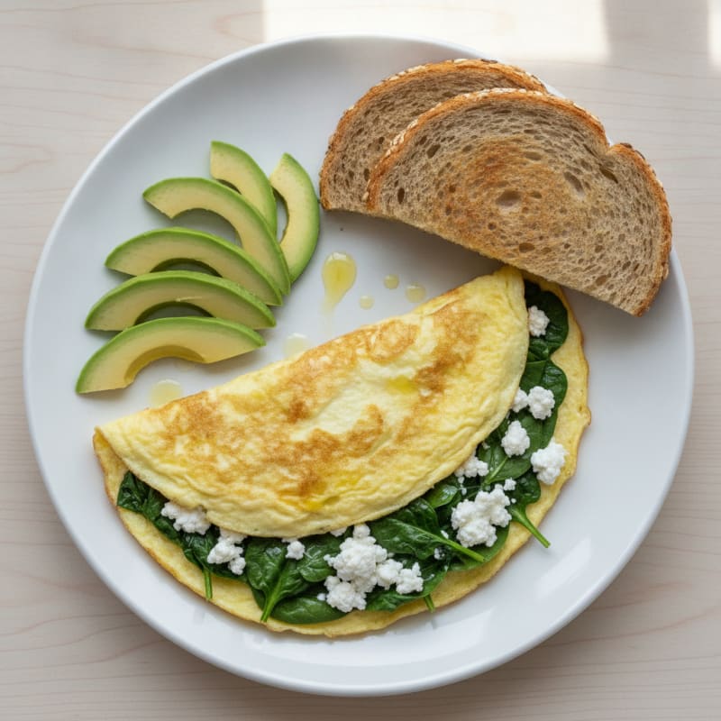 Egg White Omelet with Spinach and Cottage Cheese