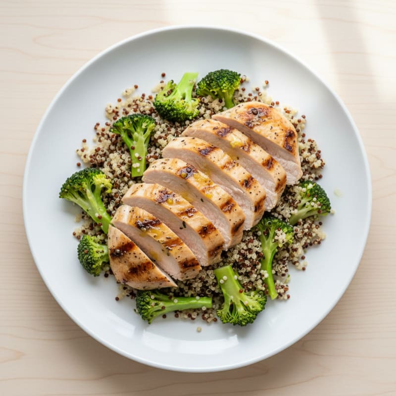 Grilled Turkey Breast with Quinoa and Steamed Broccoli