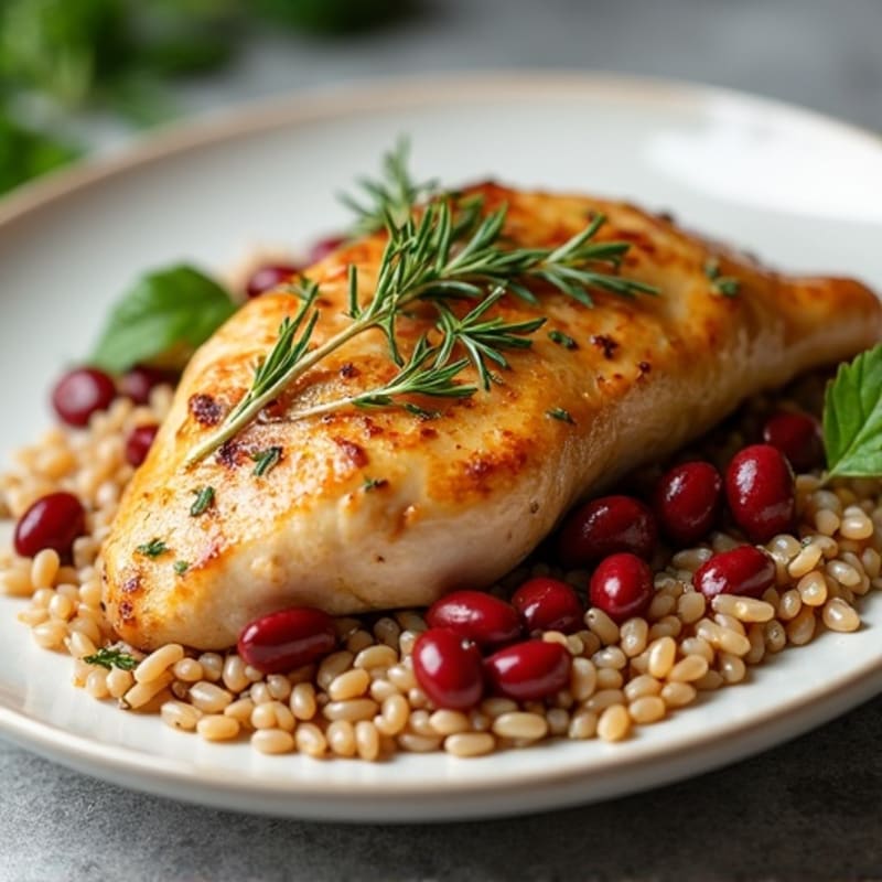 Tender Herb-Braised Chicken with Fresh Rice and Beans