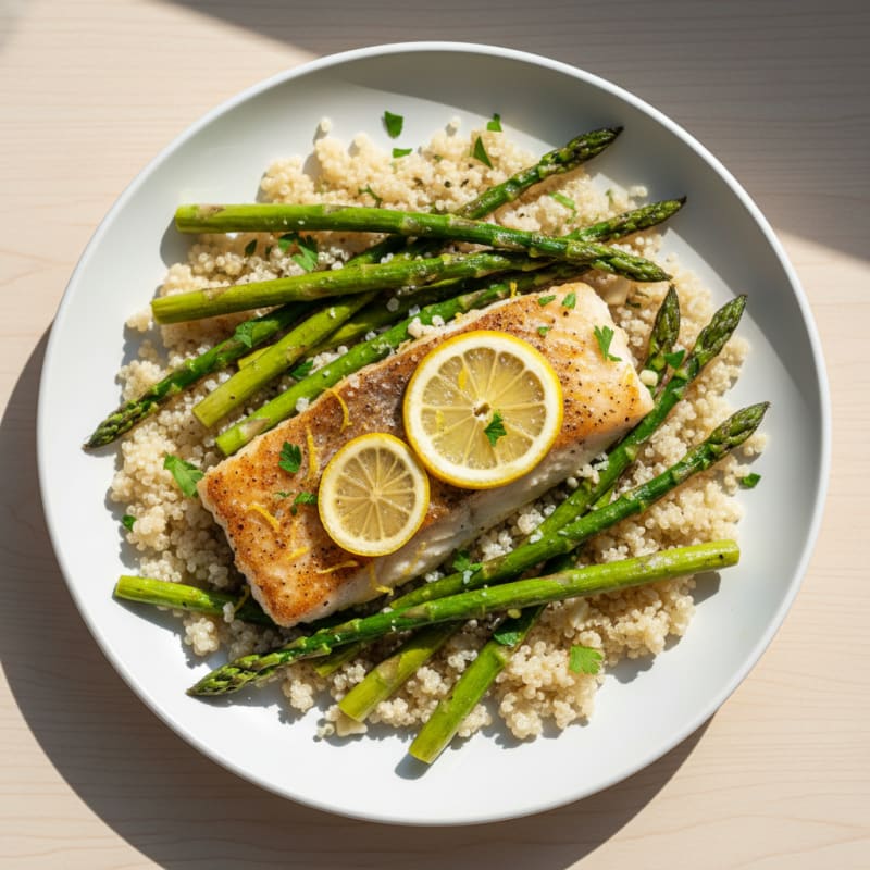 Baked Lemon Herb Cod with Asparagus