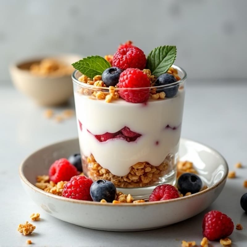 Creamy Greek Yogurt Parfait with Mixed Nuts and Berries