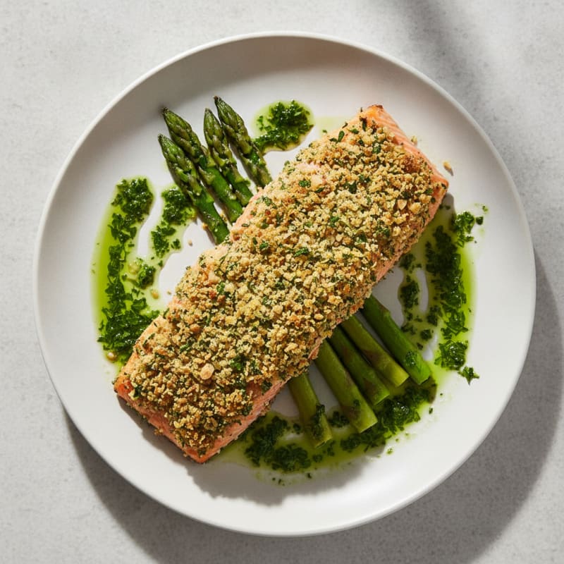 Herb-Crusted Salmon with Parsley Sauce