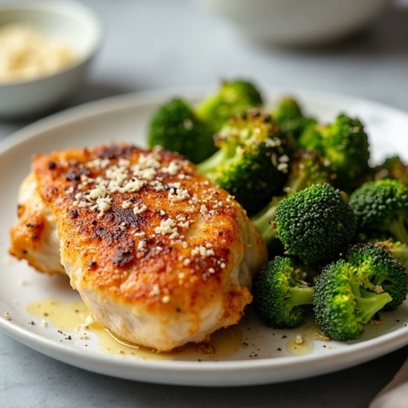 Crispy Baked Chicken Thighs with Roasted Broccoli