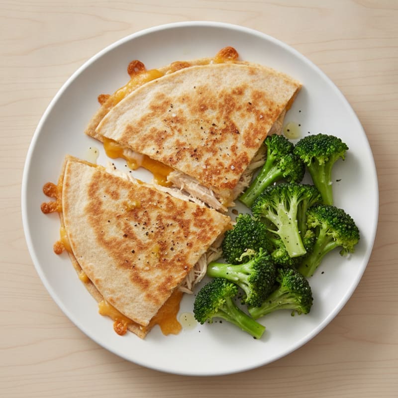 Chicken and Cheese Quesadillas with Broccoli