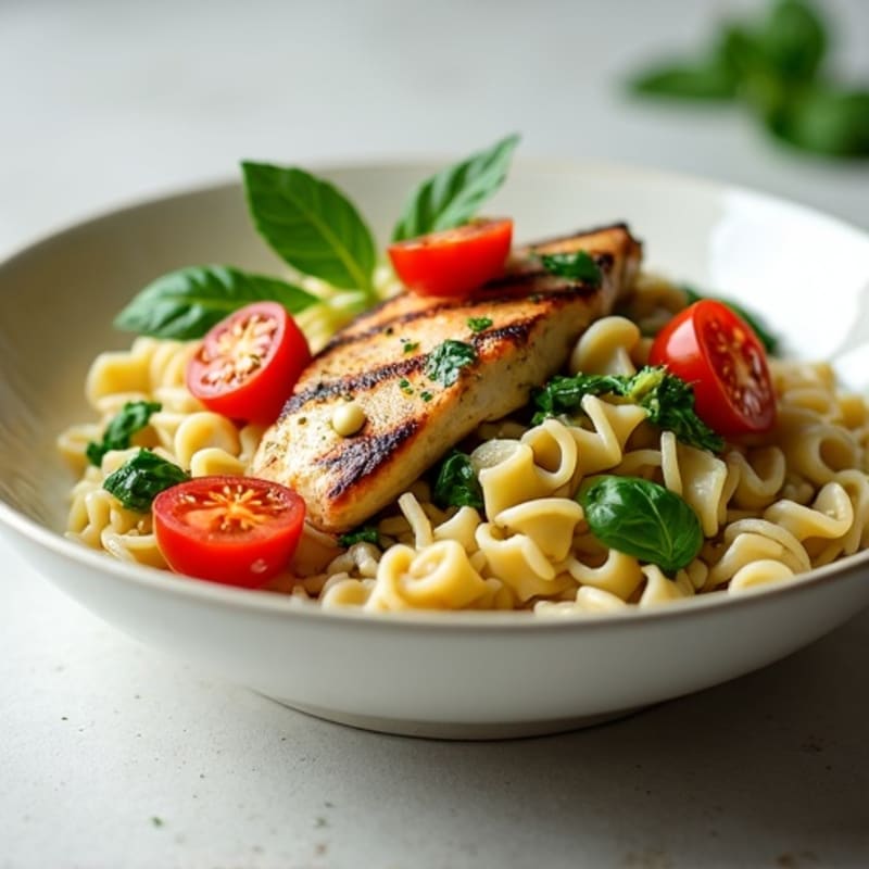 Creamy High-Protein Chicken Pesto Pasta