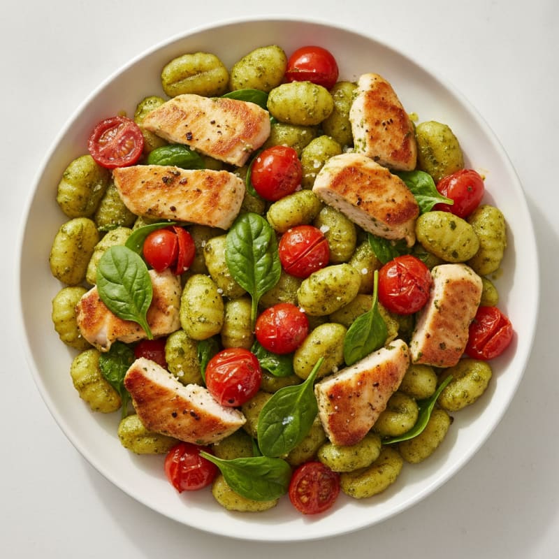 Pesto Gnocchi with Blistered Tomatoes