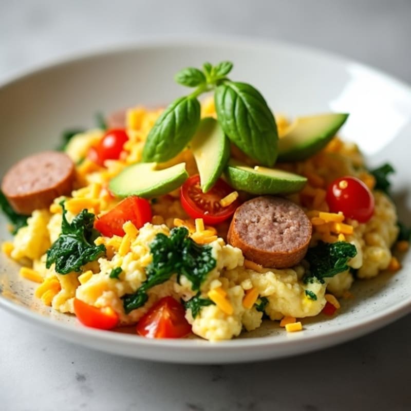 Egg White and Turkey Sausage Scramble with Spinach