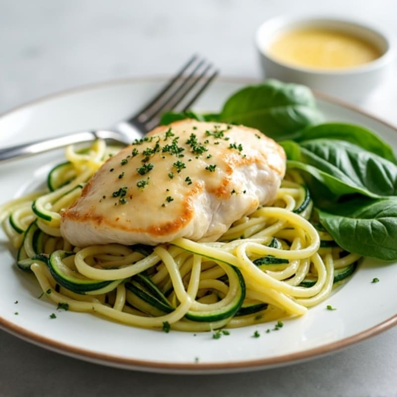 Healthy Creamy Chicken Alfredo with Fresh Greens