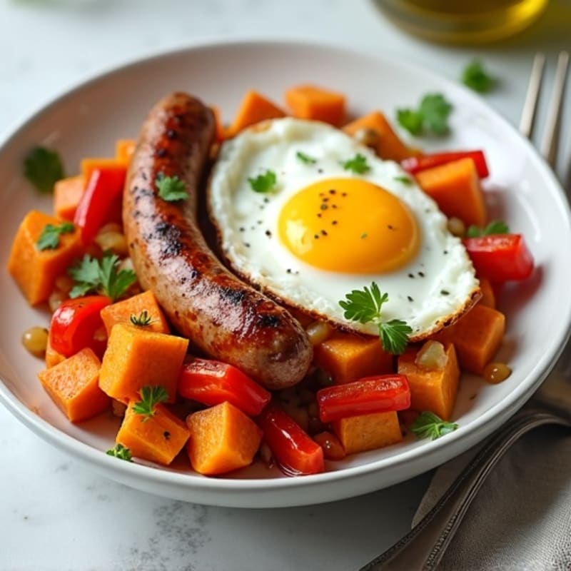 Protein-Packed Sweet Potato Hash with Eggs