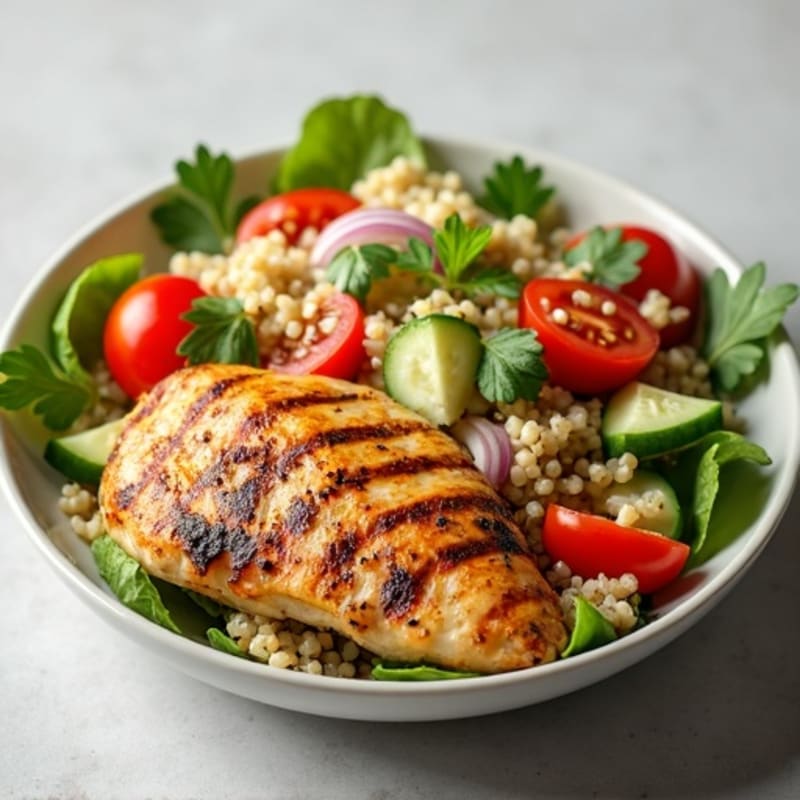 Grilled Chicken Breast with Crunchy Quinoa Salad