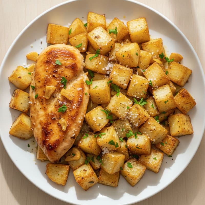 Roasted Kohlrabi and Garlic Chicken