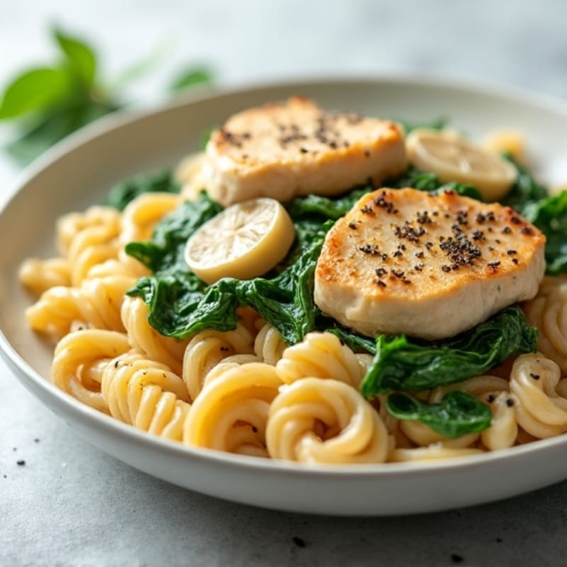 Creamy Garlic Chicken Pasta with Fresh Spinach
