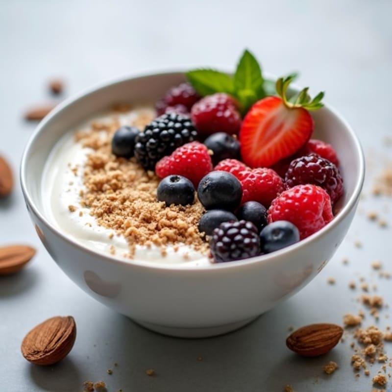 Greek Yogurt Protein Bowl with Mixed Berries and Almond Butter
