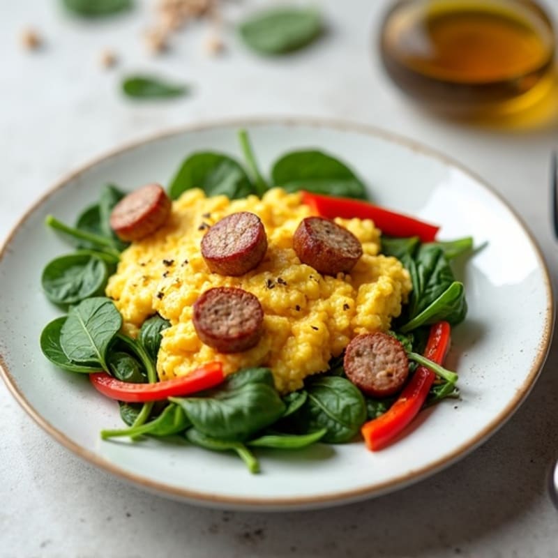 Egg White and Turkey Sausage Scramble with Spinach