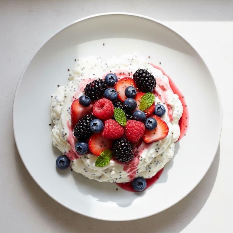 Greek Yogurt Protein Pudding with Mixed Berries