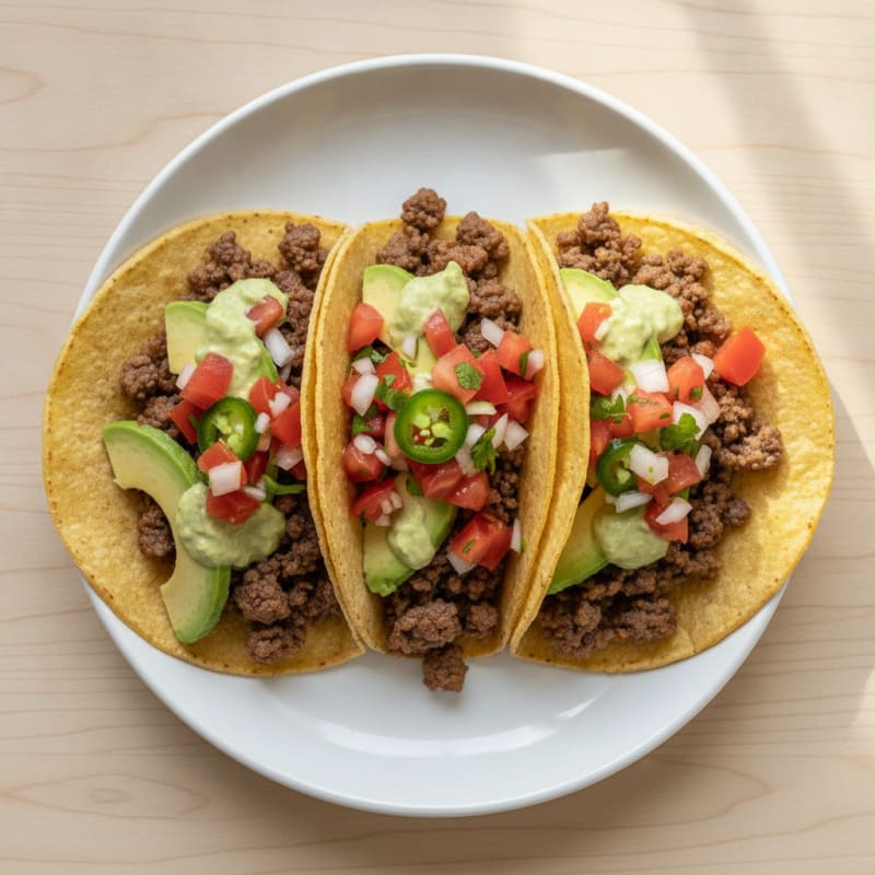 Ground Beef Tacos with Fresh Pico