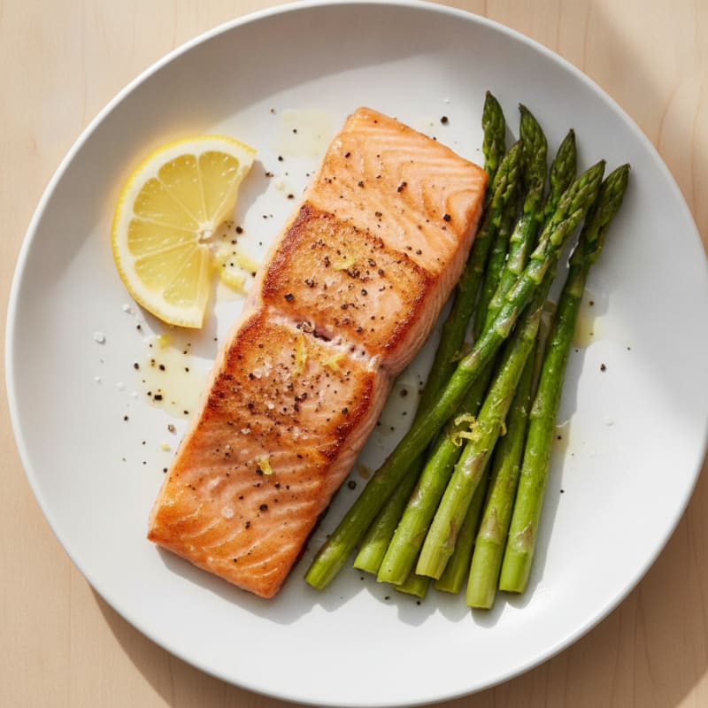 Pan-Seared Salmon with Roasted Asparagus