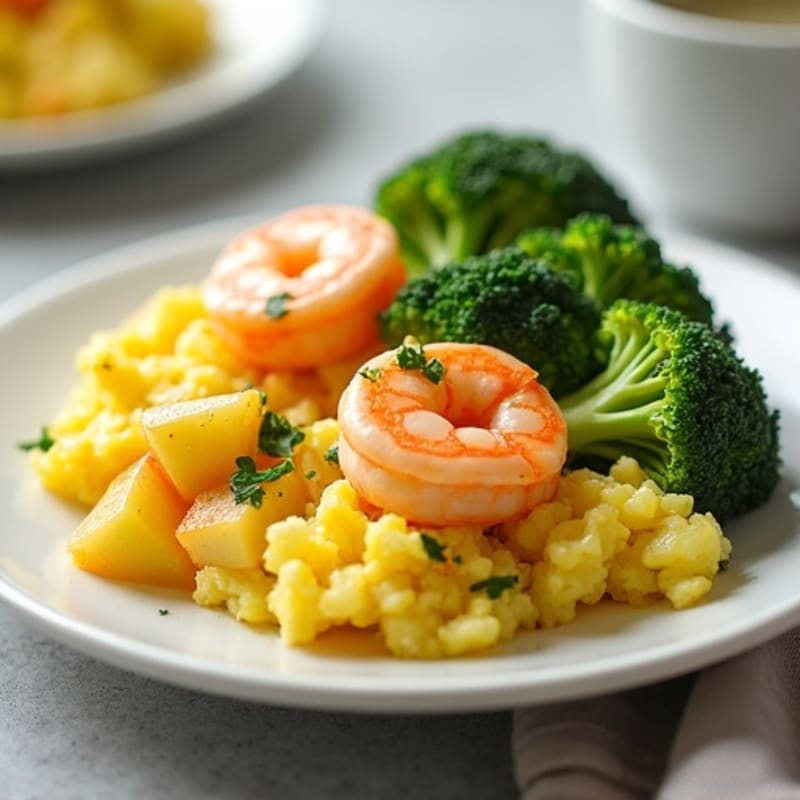 Egg and Potato Scramble with Sautéed Broccoli