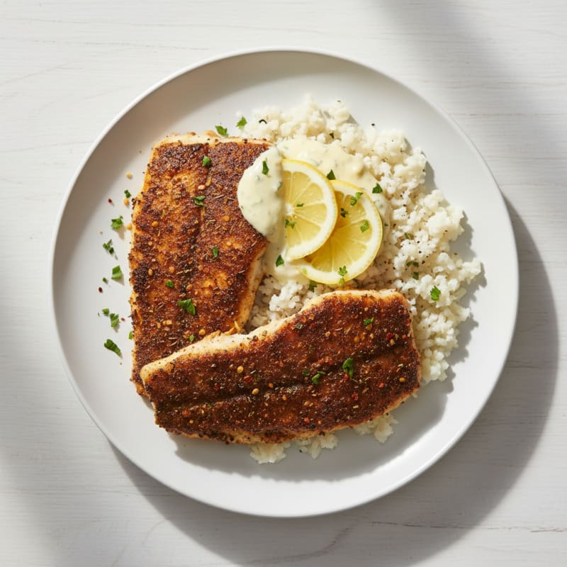 Cajun Blackened Catfish with Lemon Aioli