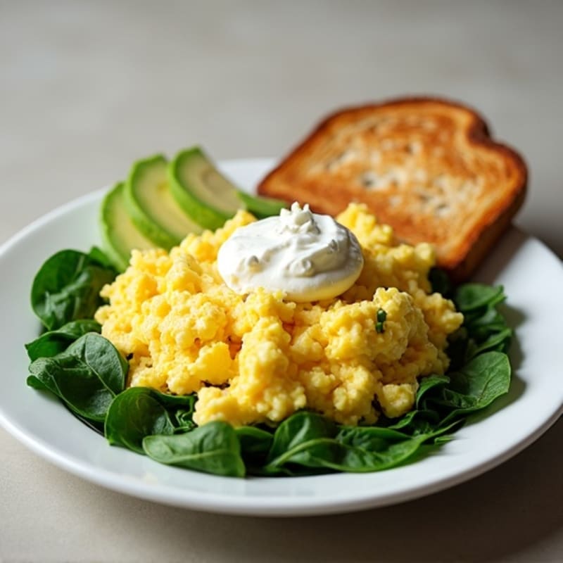 Egg White Spinach Scramble with Low-Fat Cottage Cheese