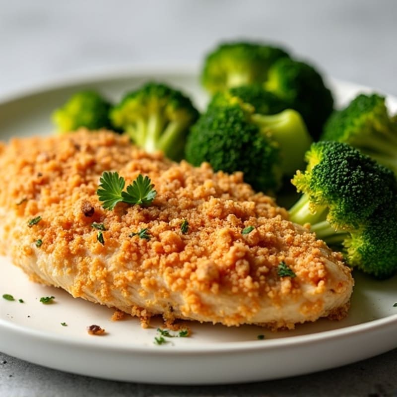 Crispy Buttermilk Baked Chicken with Roasted Broccoli