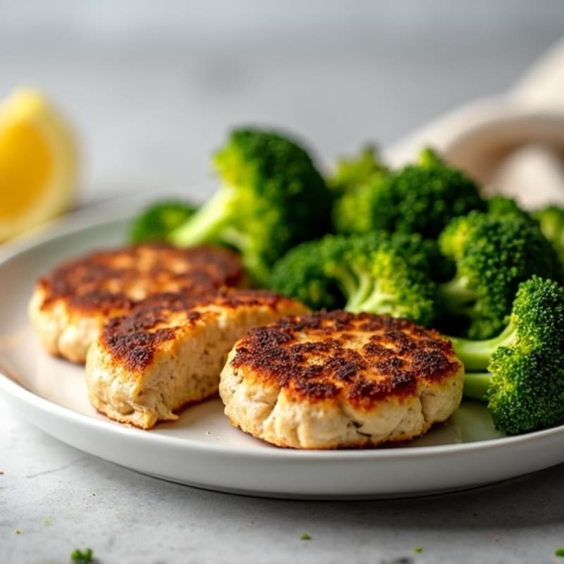 Seared Turkey Patties with Roasted Broccoli