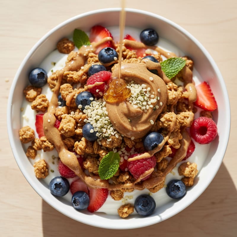 Creamy Greek Yogurt Parfait with Protein Granola and Fresh Berries