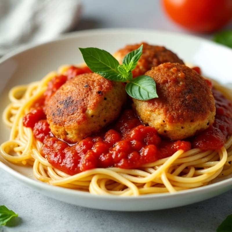 Crispy Turkey Meatballs with Whole Wheat Spaghetti and Fresh Tomato Sauce