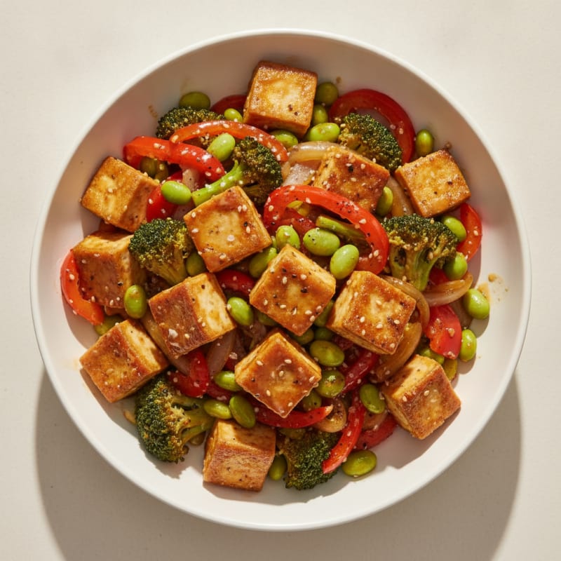 Sesame Tofu Stir-Fry with Mixed Vegetables