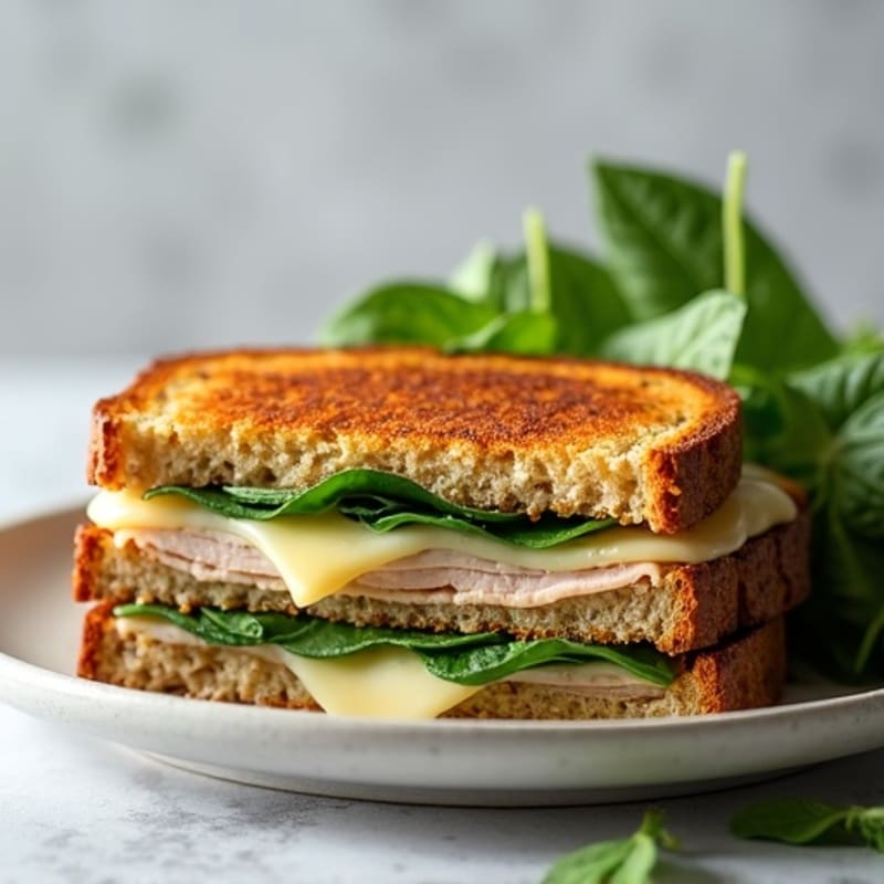 Whole Grain Stacked Turkey and Spinach Crispy Melt