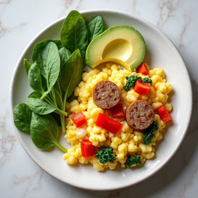 Egg White Veggie Scramble with Turkey Sausage