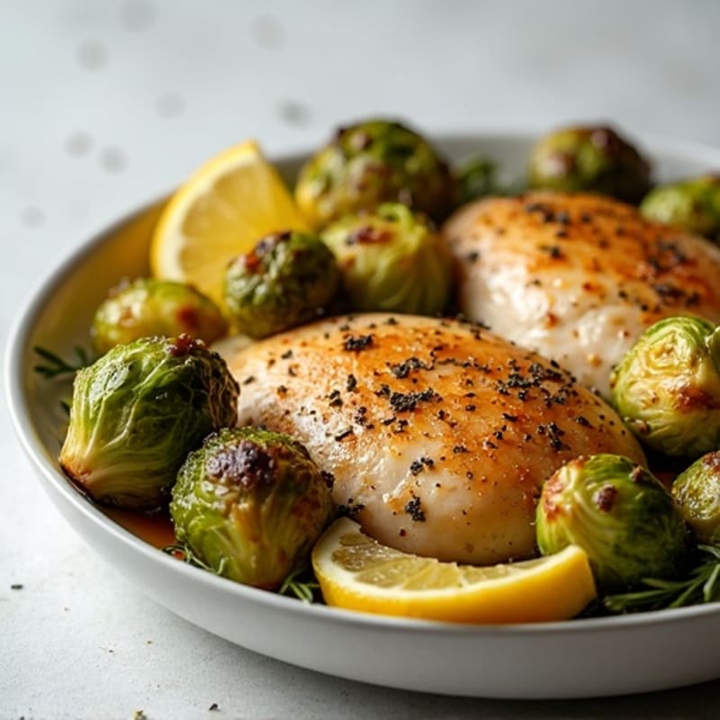 Lemon Herb Roasted Chicken with Crispy Brussels Sprouts