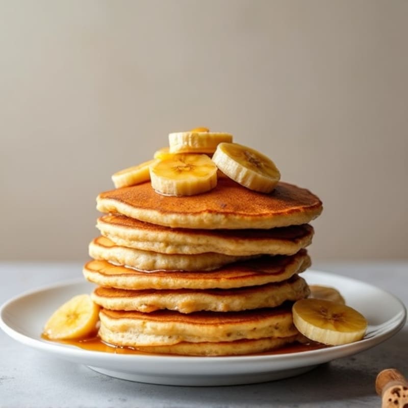 Fluffy Protein Pancakes with Warm Caramelized Bananas