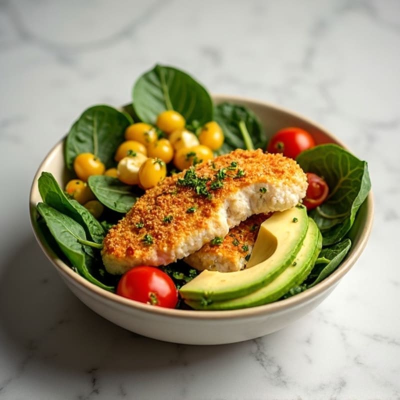 Avocado and Crispy Chicken Salad Bowl